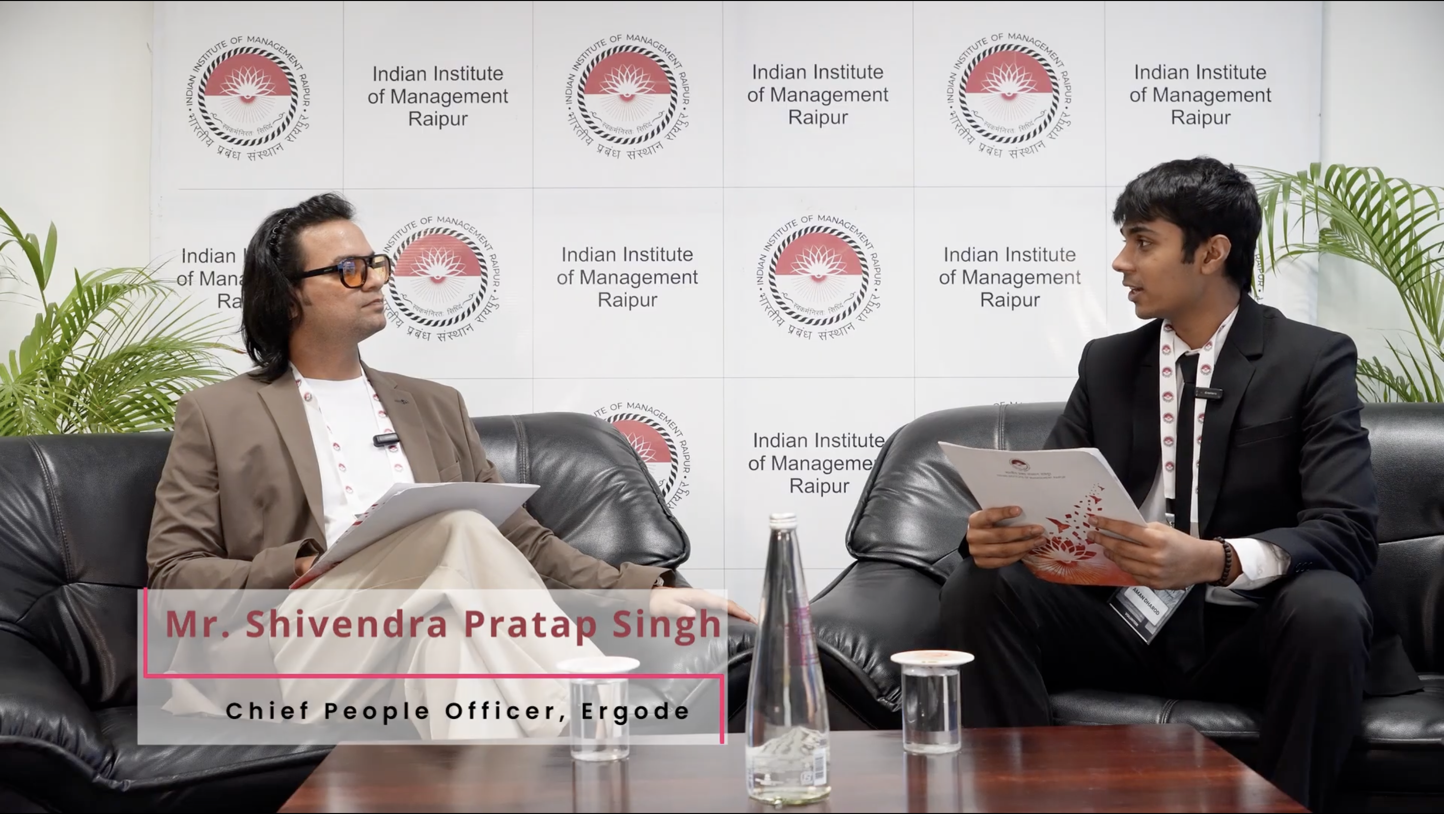 Shivendra Pratap Singh in conversation with a student at IIM Raipur